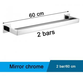 Wall-Mounted Bathroom Towel Rack, Polished Chrome, 2 Bars, 304 SS