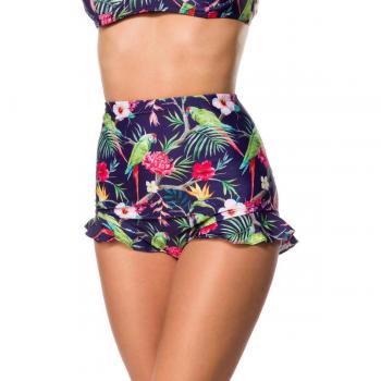 Belsira Retro Bikini Unterteil Highwaist Rüschen 36-46 Dunkelblau