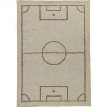 Alfombra Tejida a Mano Fútbol Beige para Niños