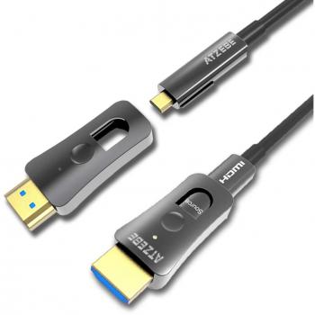 Câble HDMI Optique ATZEBE 30 m – 4K @60Hz, 4:4:4, Dual Micro et Standard