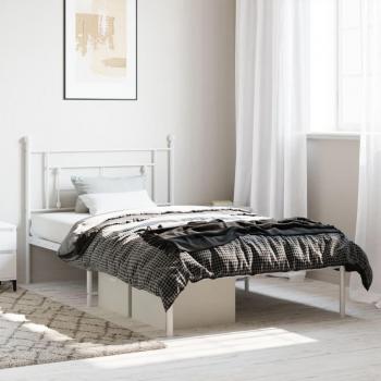 VidaXL Lit adulte métal avec tête de lit blanc 107x203 cm
