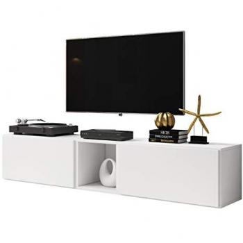 Mobile porta televisore Charlotte C115, Bianco, 188x38x39cm