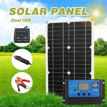 Kit solaire 12V 180W avec 2 ports USB et affichage LCD, contrôleur 10-60A