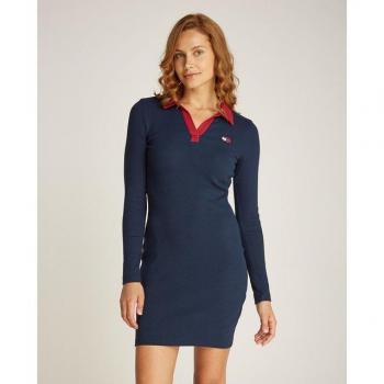 Vestido de Mujer Tommy Jeans Corto con Cuello Polo