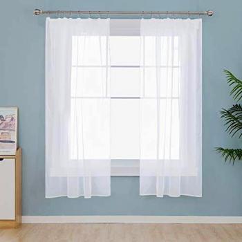Deconovo „Glasgarten“ Vorhangschals mit feinem Kräuselband – 160 × 132 cm