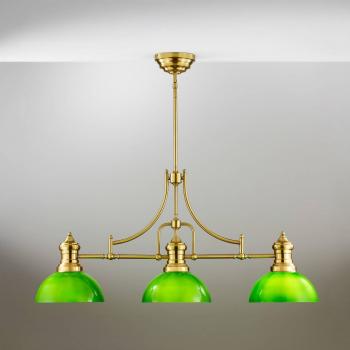 Triángulo Luminoso Jupiter: Lámpara Colgante en Dorado y Verde