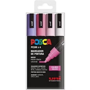POSCA MARCADOR PC-5M/4C NO PERMANENTE 1.8MM-2.5MM COLORES SURTIDOS DULCES -ESTUCHE 4U