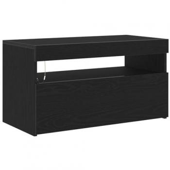Smart TV Table with LED Accents – Black Oak, 75x35x40 cm, Composite Wood