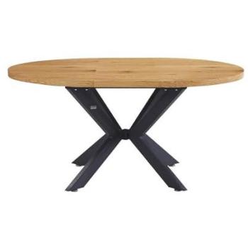 Table Ronde Aventura 120-160 cm avec Pied Étoile et 4 Chaises Marron Clair
