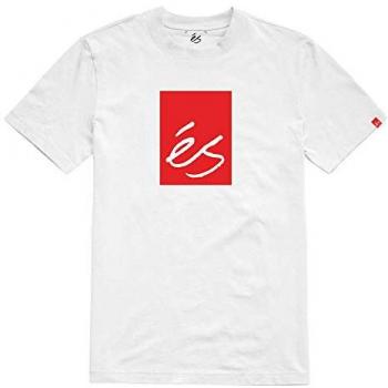 éS Men's White Cotton Crew Neck T-Shirt, Size S