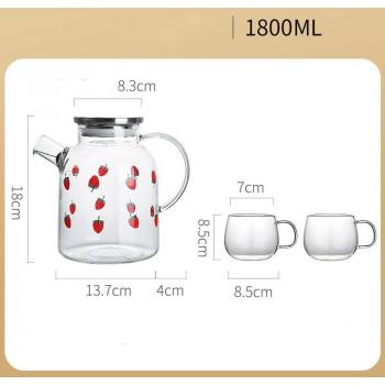Pichet à eau en verre avec poignée 1800ML