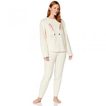 Iris & Lilly Set Pigiama in Pile Donna, Rosa (Coniglietto Rosa), XL, Label: XL