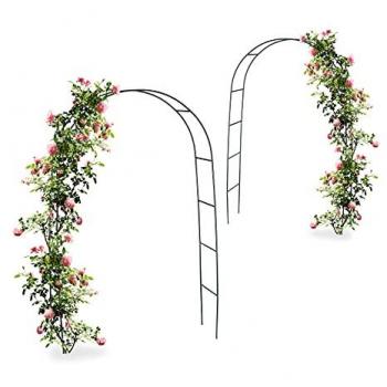 Arco da Giardino per Rose e Rampicanti, Supporto in Metallo Verde, 240 x 140 x 38 cm
