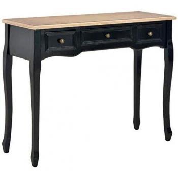Compact Console Table with 3 Drawers in Black