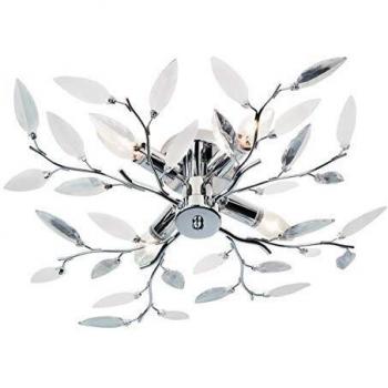 Lámpara de techo de cromo y cristal 4 bombillas