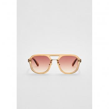 Stradivarius Damen-Sonnenbrille Doppelsteg – Helles Kamel (Neutral M)