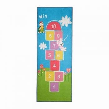 Relaxdays Spielteppich Hüpfspiel bunt 180 x 70 cm mit rutschfester Unterseite