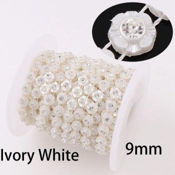 1 Yard Flower Shape Fishing Line Decorative Flat Back Pearls Chain