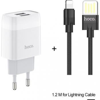 HOCO Dual USB Ladegerät 5V 2,4A EU-Stecker für iPhone 11 Pro und Samsung Xiaomi Redmi Note 8