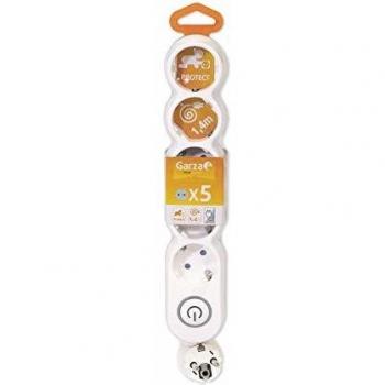 GARZA Regleta 5 Tomas Schuko con Enchufe Plano Design 1,4 m + Interruptor
