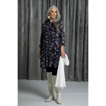 Plus Size Blue Cloud Print Ruffle Hem Tunic Blouse, Women, Size 20/22, Viscose
