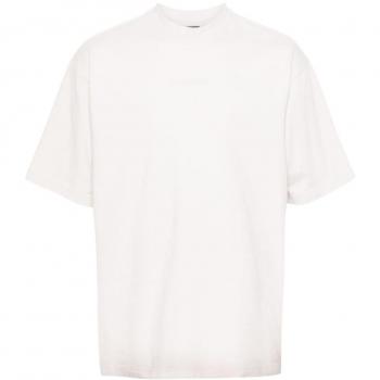 Balenciaga, T-Shirts, male, Gray, M, Grey T-shirt with Reflective Logo Print
