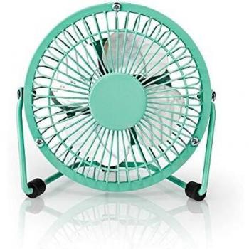 Nedis Mini‑Ventilator für den Tisch – USB‑Anschluss, 100 mm, 3 W, ein Geschwindigkeitsniveau, Türkis