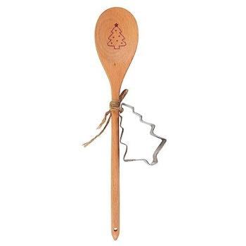 KDMD Rustic Brown Christmas Tree Wooden Spoon Set