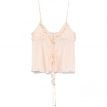 Chloe Silk Ruffled Top – Powder, Size 38
