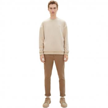 TOM TAILOR DENIM Herren Chino Hose mit Gürtel, braun, Uni, Gr. 28/32