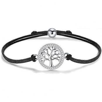 Braccialetto donna Albero della Vita – Argento 925, Zirc. AAA, regolabile 24 cm