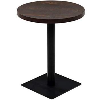 Table de Bistro 60x75 cm MDF Acier Couleur Frêne Foncé