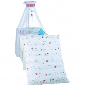 Roba Babybett-Ausstattung 'Vogeltanz', 4-teiliges Bettset mit Bettwäsche 100x135
