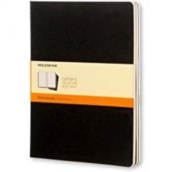 Moleskine Cahier Journal (Set of 3), Extra Large, Ruled, Black, Soft Cover (7.5 x 10)