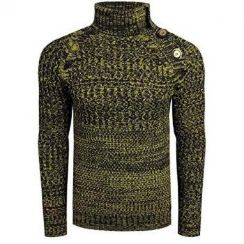 Herren Strickpullover RUSTY NEAL, gelb, modische Zierknöpfe
