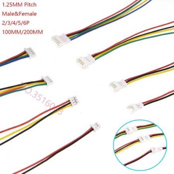20 ensembles de connecteurs mini micro JST 1.25 mm avec câbles de 100 mm (2/3/4/5/6 broches)