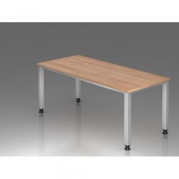 Bürotisch 4-Fuß eckig 180x80cm Nussbaum