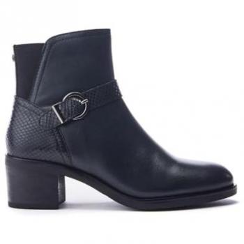 Navy Leather Heeled Boots by Moda In Pelle