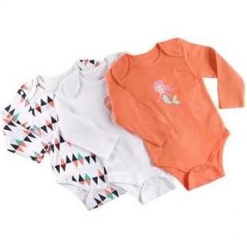 Oferta Especial: 3 Bodys Manga Larga Rosa/Azul con Detalle Naranja