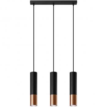 Euluna Thalassa Designer-Hängelampe 3-flammig GU10 schwarz/kupfer