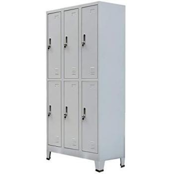 VidaXL 6-Section Locker Cabinet, Steel, 90x45x180 cm, Grey