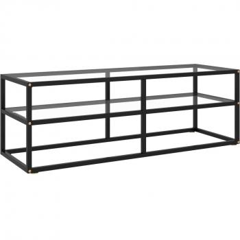 Sonata TV Cabinet, Black, with Tempered Glass, 120x40x40 cm
