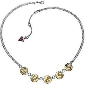 Collier Guess UBN11305 Argente, double chaine, médailles d’or