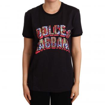Dolce & Gabbana Black Cotton Crewneck T-shirt