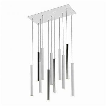 Schuller Varas Integrated LED 11 Light Dimmable Cluster Drop Bar Ceiling Pendant (Matt White, Chrome)