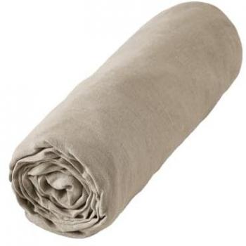 Drap Housse Sable 180x200cm en Lin Lavé Margaux