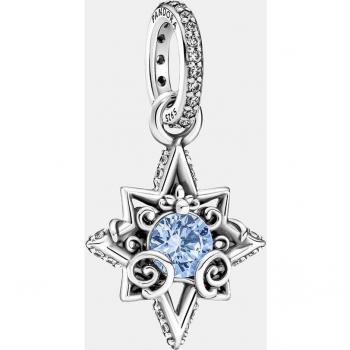 Charm Pandora colgante de plata de ley de estrella Cenicienta de Disney con circonita cúbica clara y azul claro