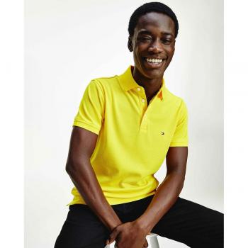 Polo slim fit azul de manga corta para hombre Tommy Hilfiger
