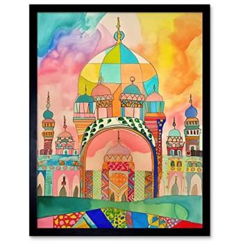 Nocturnal Mosque Vibes – Black-Framed 12x16 Art Print