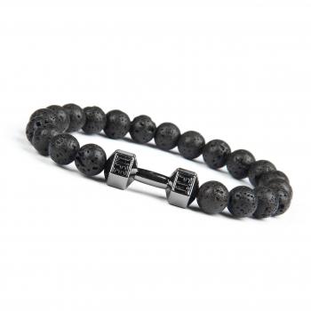 Bracelet haltère en Perles de Pierre Naturelle véritable, Bracelet Homme Perle Crossfit